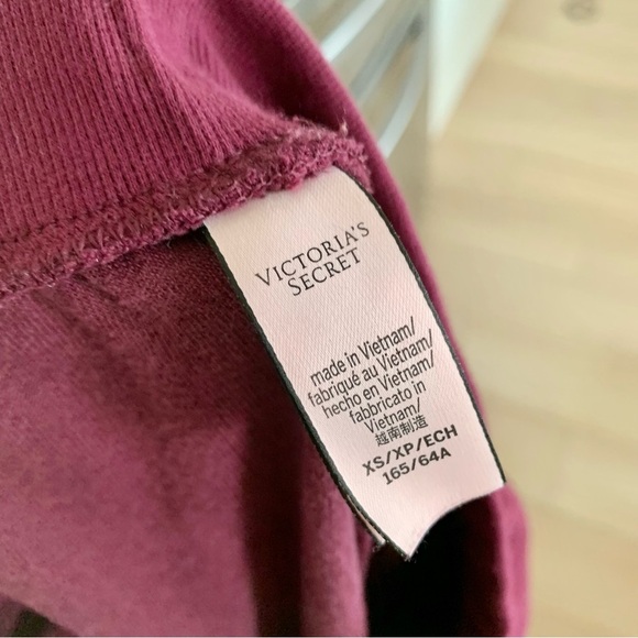 ❤️ VS Wine Red Kir Velour Jogger Pants with Satin Bow Tie and Side Pockets - Picture 4 of 4